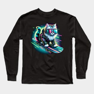 Snowboard Cyberpunk Cat Long Sleeve T-Shirt